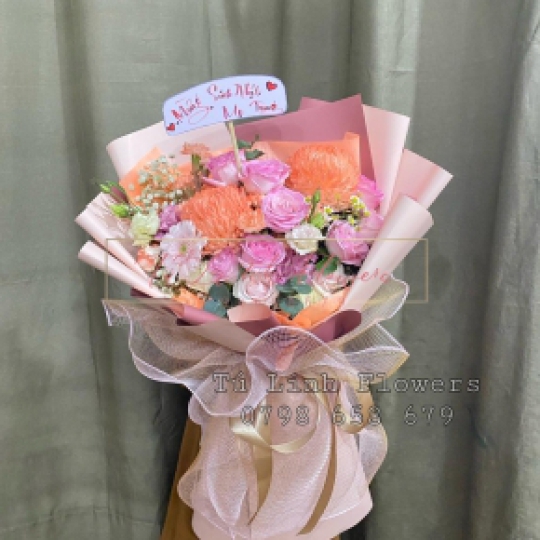 Hoa Bó Tone Hồng - Hoa Tặng Sinh Nhật Tại Long An