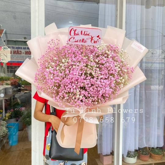 Hoa Bó Tone Hồng - Hoa Tặng Sinh Nhật Tại Long An