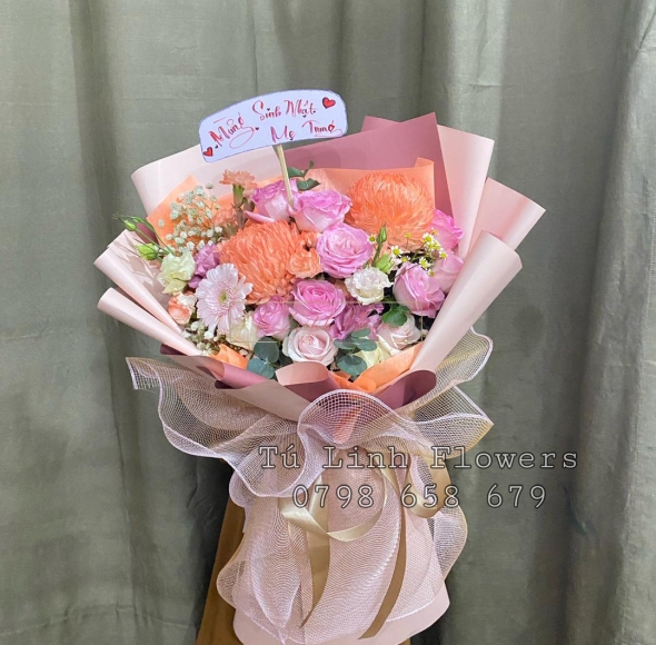 Hoa Bó Tone Hồng - Hoa Tặng Sinh Nhật tại Long An